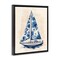 Stupell Industries Blue Floral Sailboat Black Framed Floater Canvas Wall Art, design by Arlington Prints